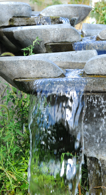 A sustainably designed fountain at Station Square at Prairie Crossing