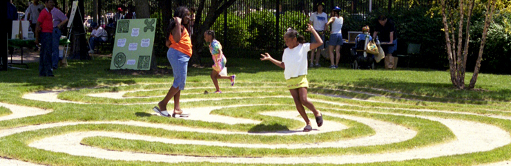 A labrynth on the grounds of the Garfield Park Conservatory, a WRD Environmental project