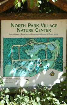 Signage at North Park Village enables wayfinding and interpretation.
