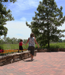 Patio made of permeable paving at Peck Farm Park