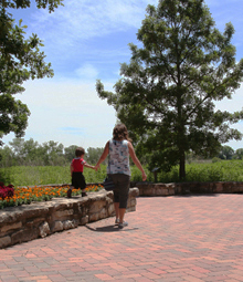 Patio made of permeable paving at Peck Farm Park