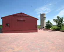 Patio made of permeable paving at Peck Farm Park