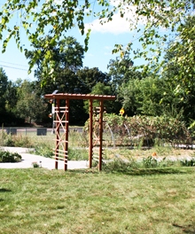 The pergola signaling the entrance to the Western Avenue School edible garden